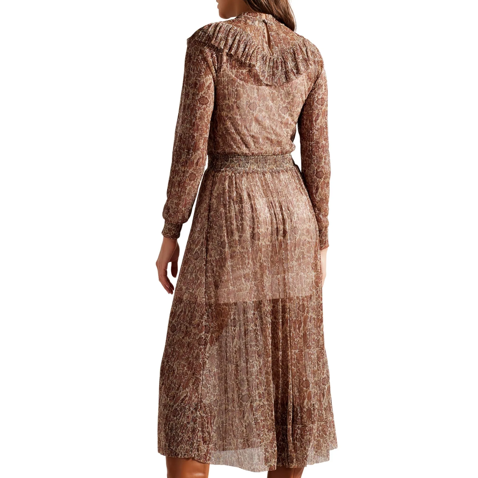 Women Wmd-Debbix-Long Sleeve Midi Dress With Frill - Ivory
