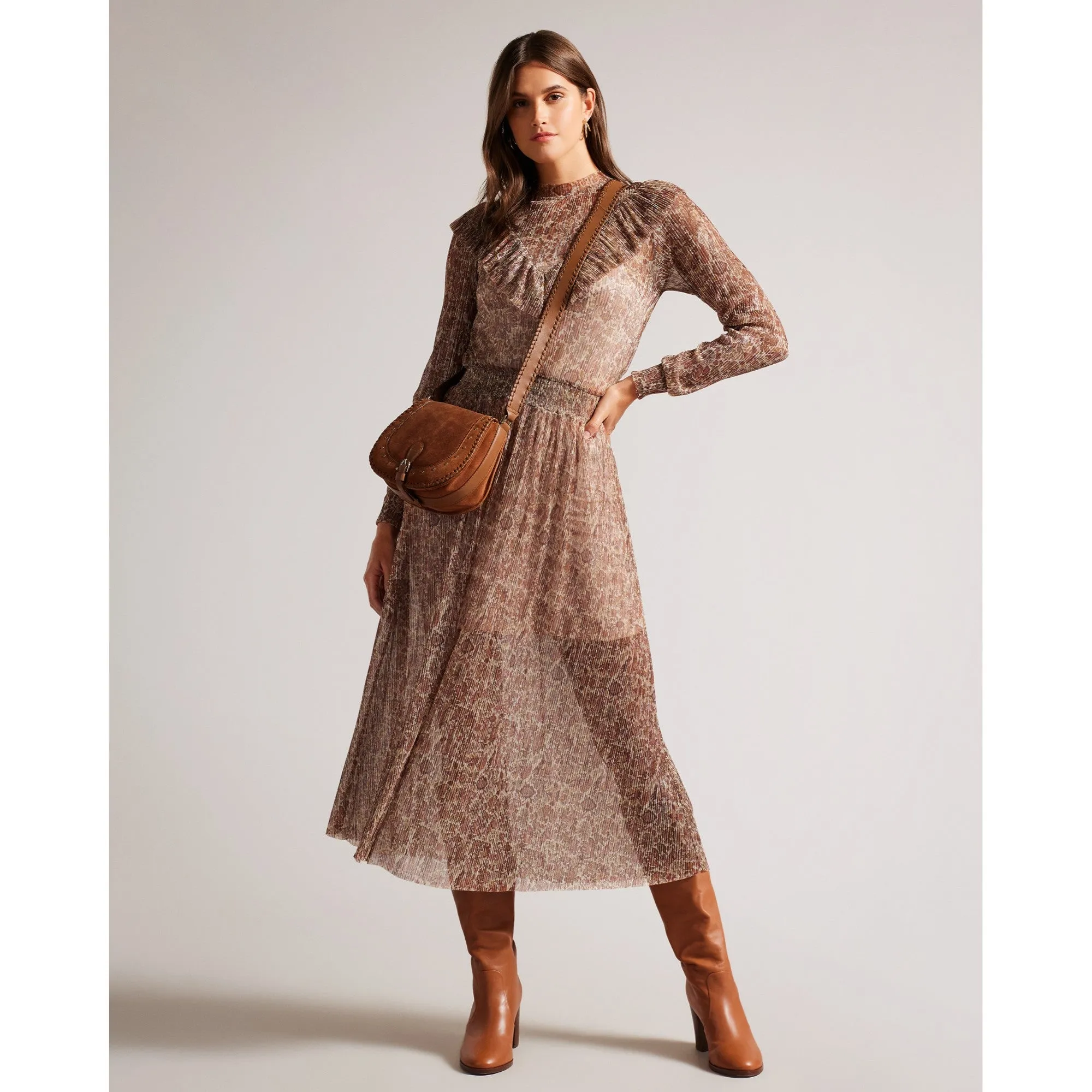 Women Wmd-Debbix-Long Sleeve Midi Dress With Frill - Ivory