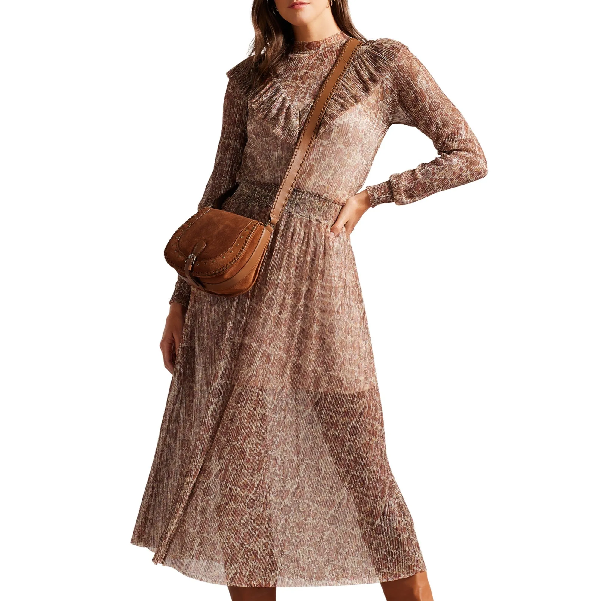 Women Wmd-Debbix-Long Sleeve Midi Dress With Frill - Ivory