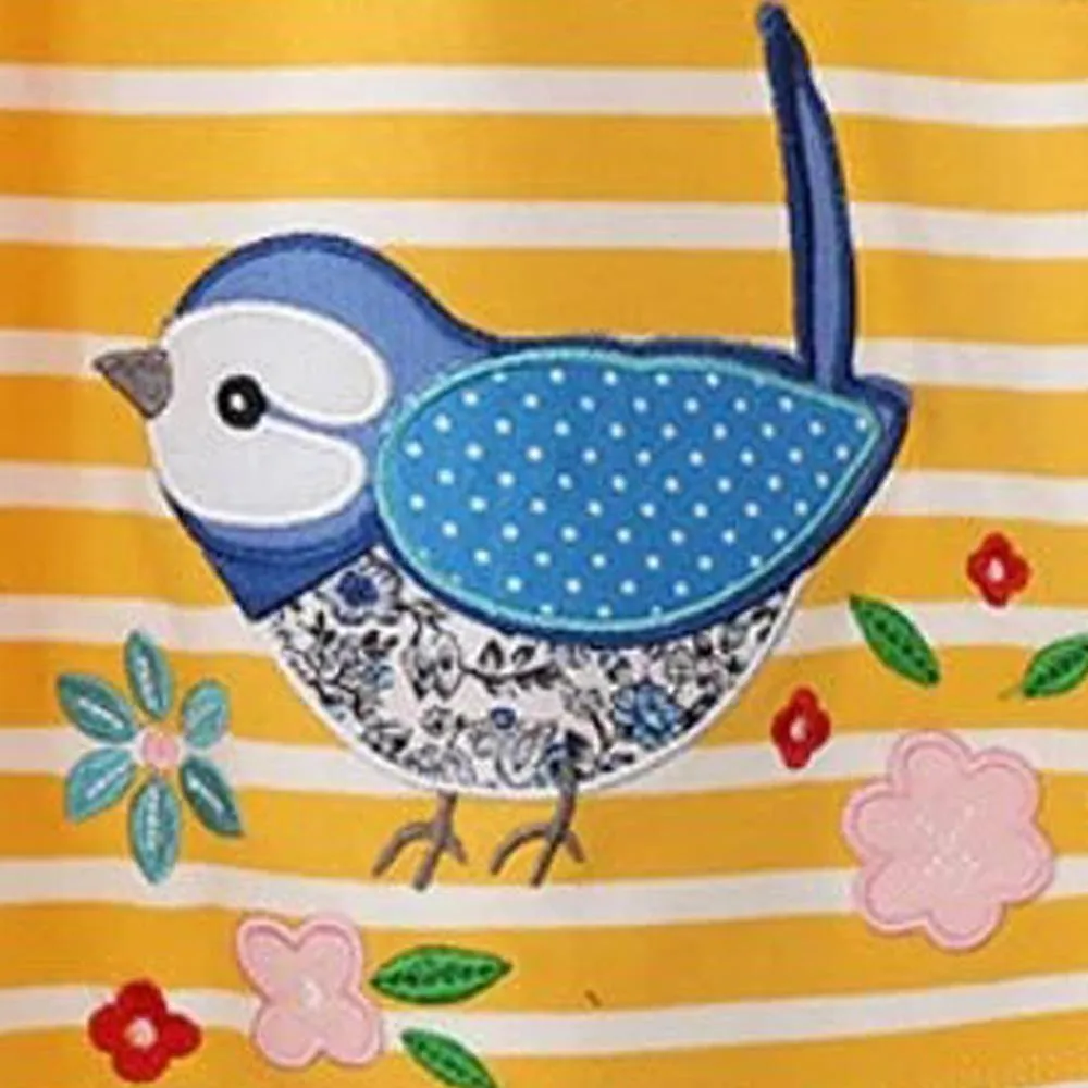 YELLOW STRIPED LITTLE BIRD PRINTED DRESS